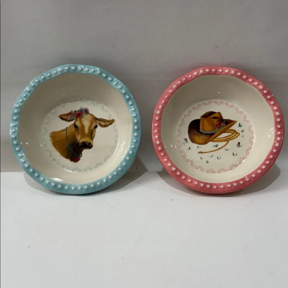 The Pioneer Woman Pastel Mini Pie 2 Dish Baking Set 4 3/4 In Round Pink Blue